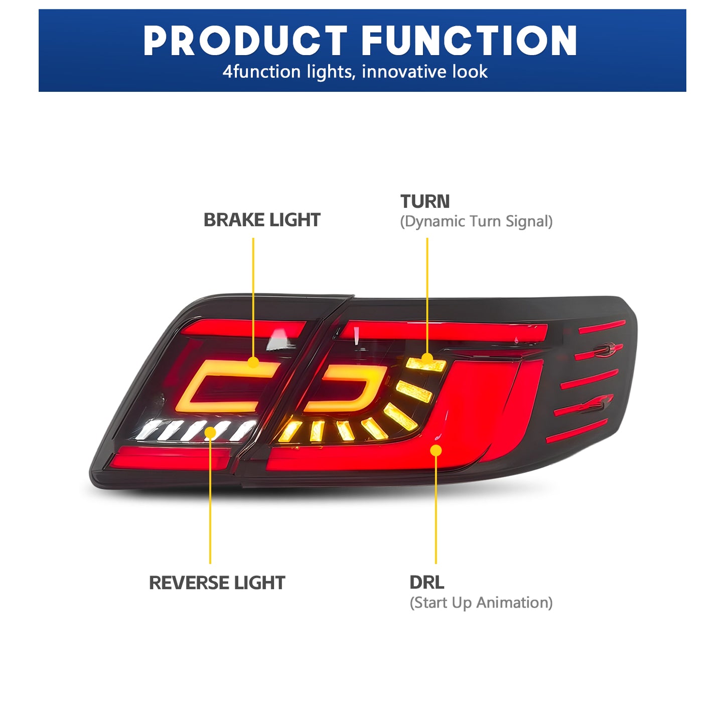 HCMOTION LED Tail Lights for Toyota Camry XV40 Aurion 2007-2011 US Version