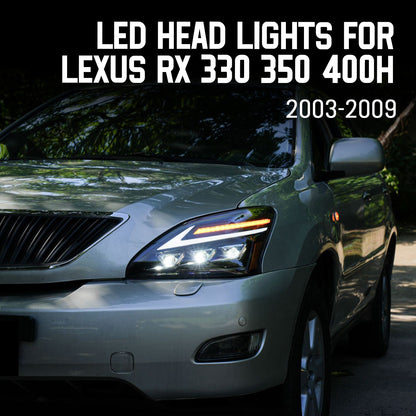 HCMOTION LED Headlights For Lexus RX330 RX350 RX400h 2003-2009 Start UP Animation High Quality Continuous Front lights