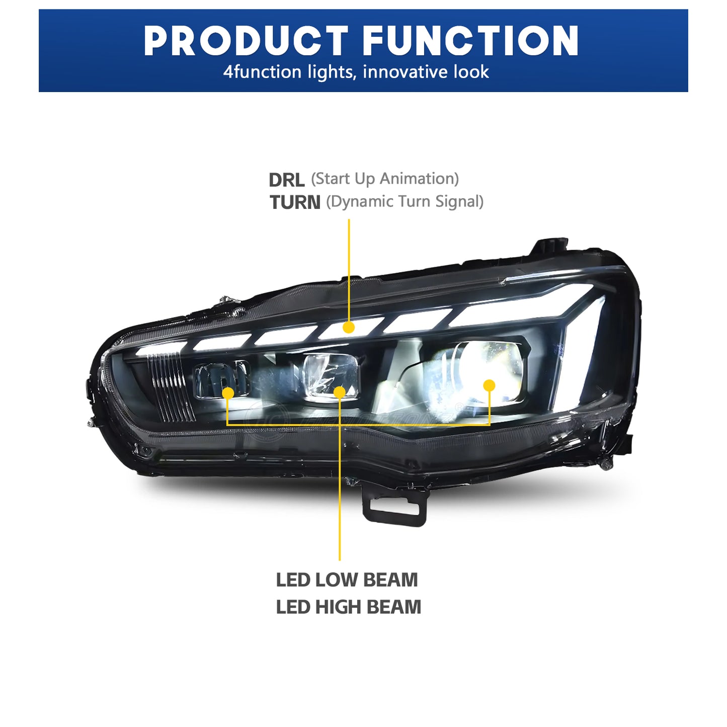 HCMOTION LED Headlights For Mitsubishi Lancer 2008-2017 New Design