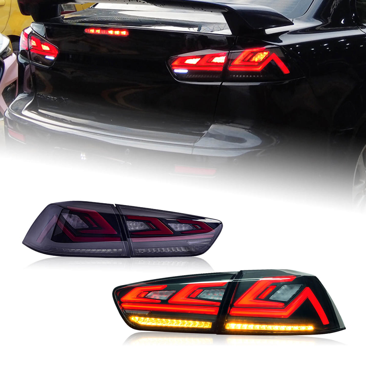 HCMOTION LED Tail Light Mitsubishi Lancer 2008-2017 EVO X 4Pcs Rear La
