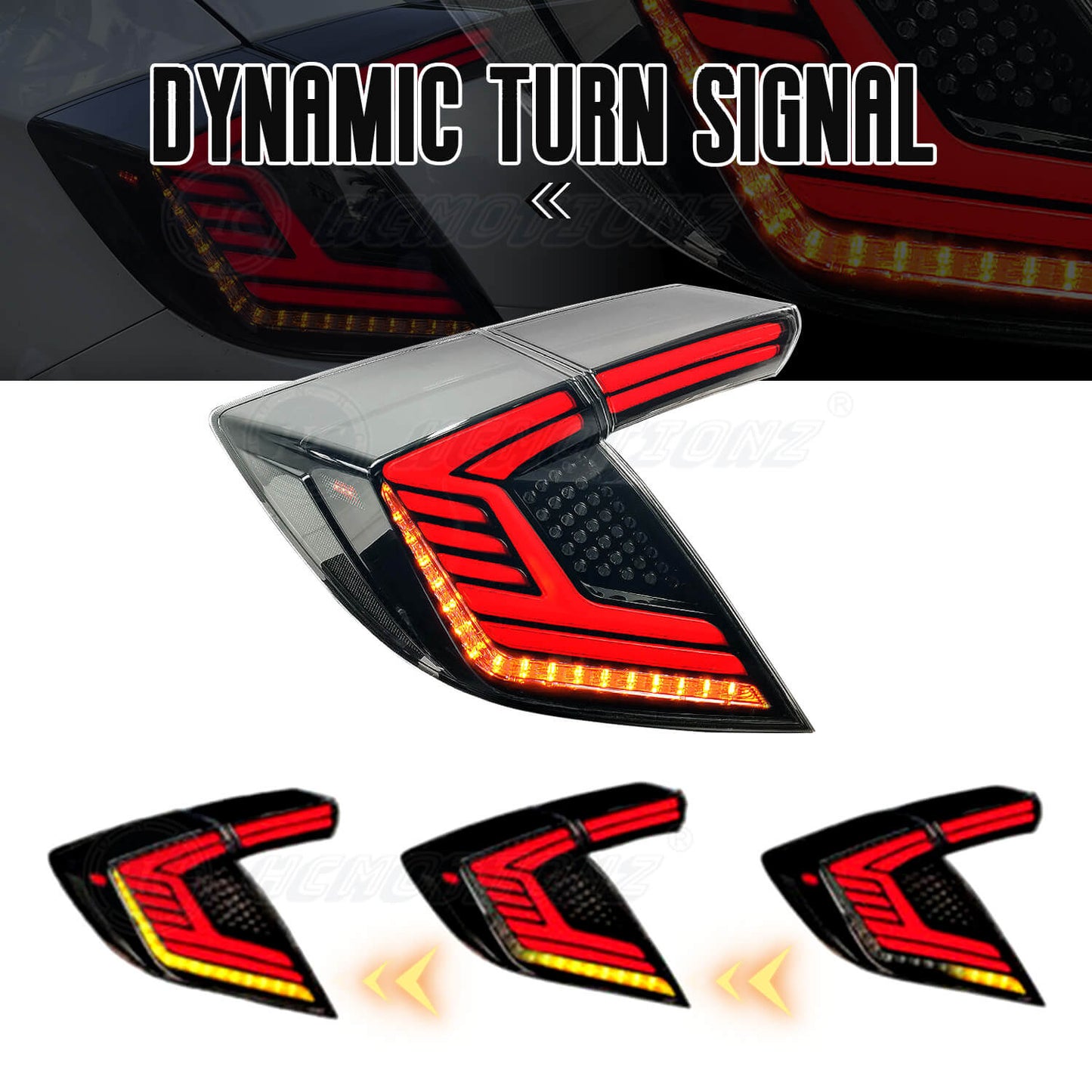 HCMOTIONZ Rear Lamp for Honda Civic Hatchback 2017-2021 Taillights
