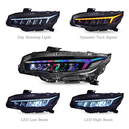HCMOTION LED RGB Headlights For Honda Civic 10th Gen