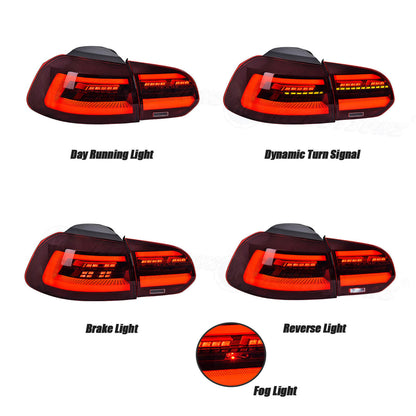 HCMOTION LED Tail Light For 2008-2013 Golf 6 MK6 GTI GTD R TSI