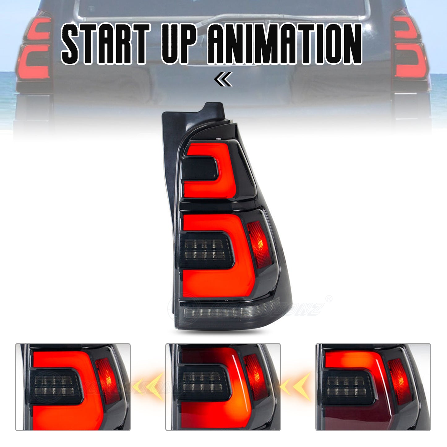 HCMOTION LED Tail Lights for Toyota 4Runner GEN 4 2003-2009 Start UP Animation New Brake