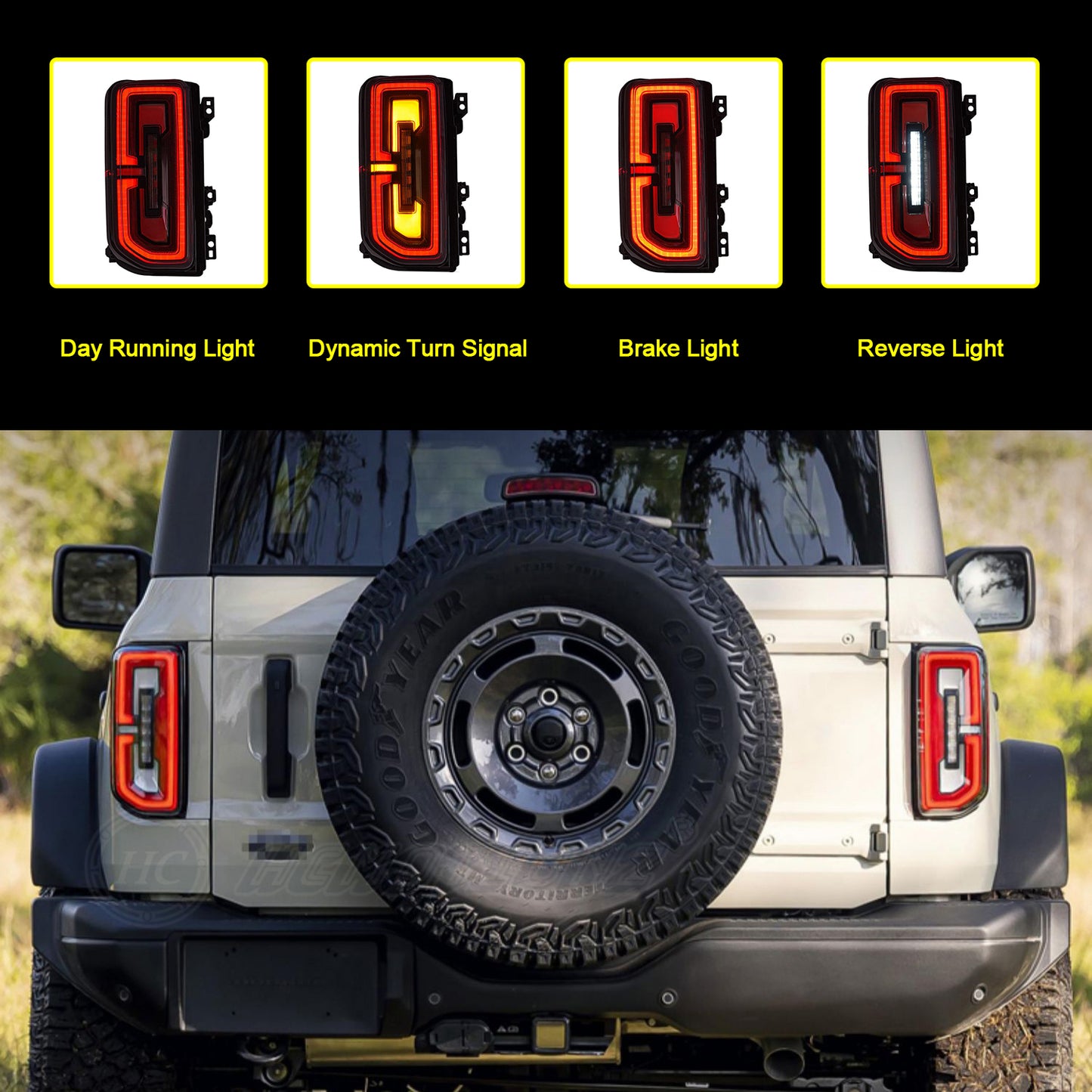 HCMOTION LED Tail Lights For Ford Bronco 6th Gen 2021-2024 Sequential Rear Lamps