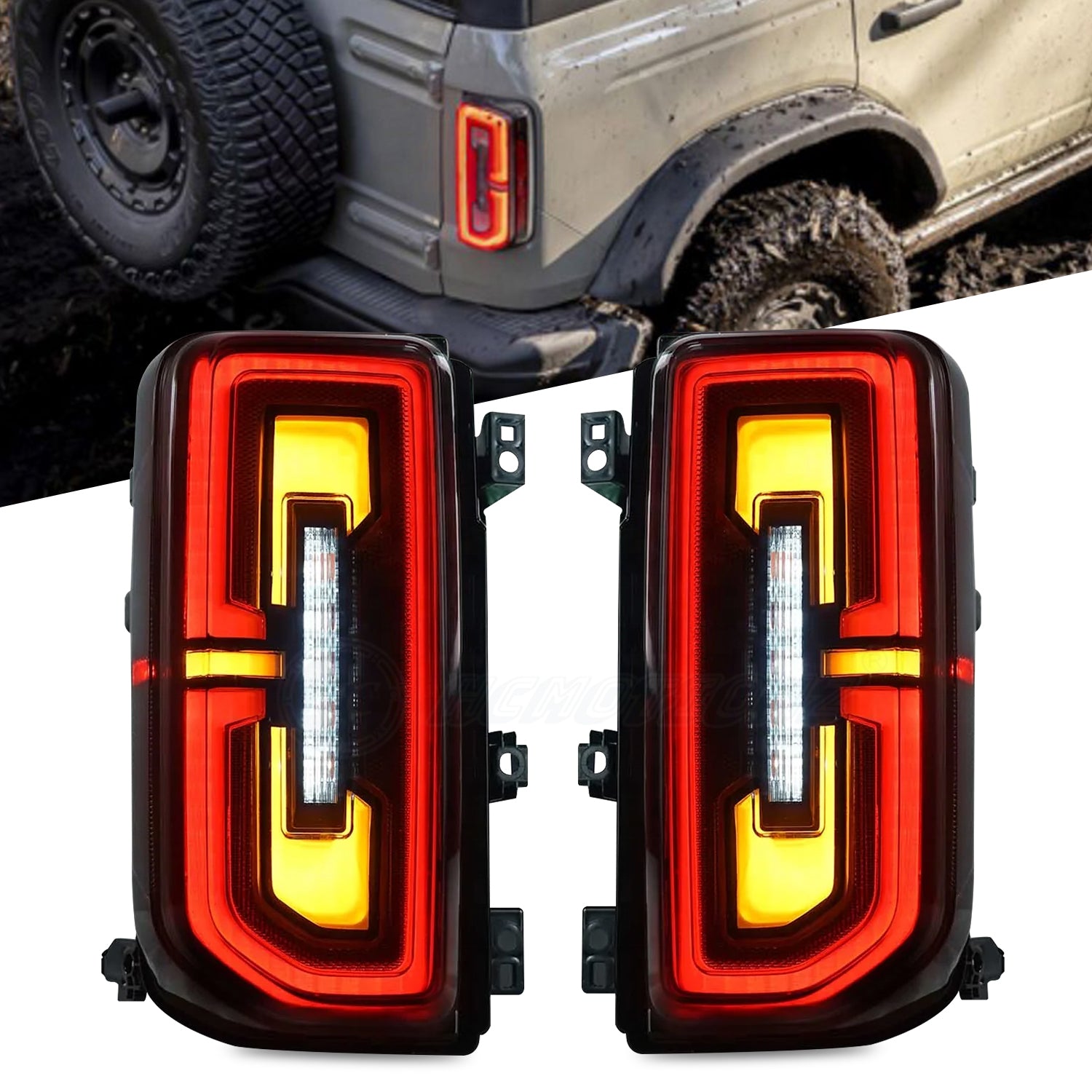 Bronco Raptor Rear Led Light HCMOTION LED Tail Lights For Ford Bronco 6th Gen 2021-2024 Sequential
