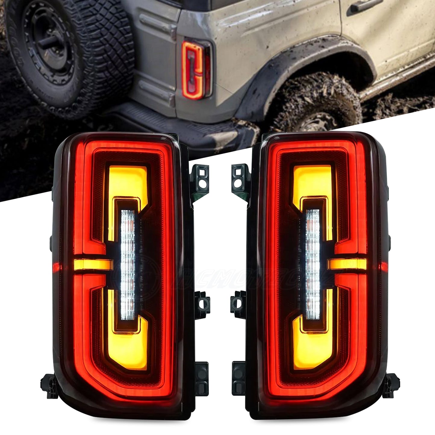 HCMOTION LED Tail Lights For Ford Bronco 6th Gen 2021-2024 Sequential Rear Lamps