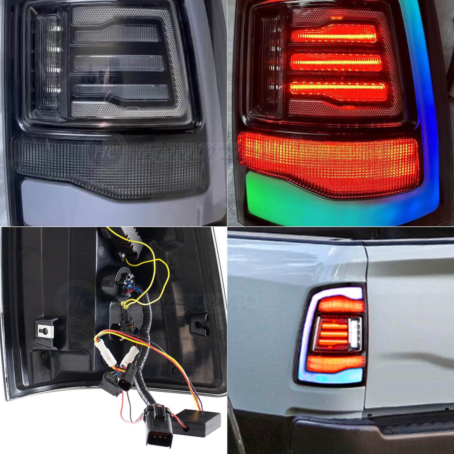 HCMOTION LED RGB Tail Lights for Dodge Ram 1500 2500 2009-2018