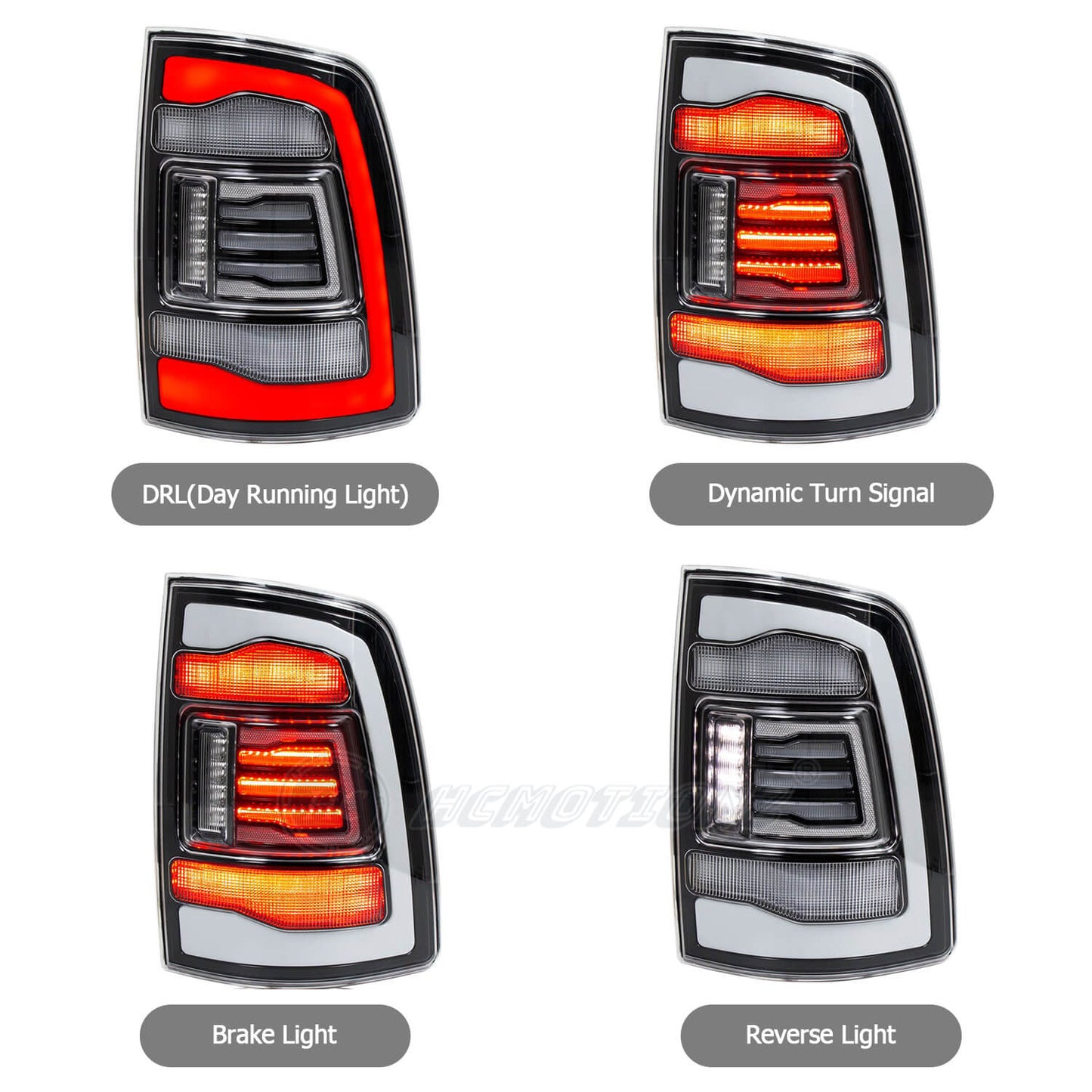 HCMOTION LED Tail Lights for Dodge Ram 2009-2018