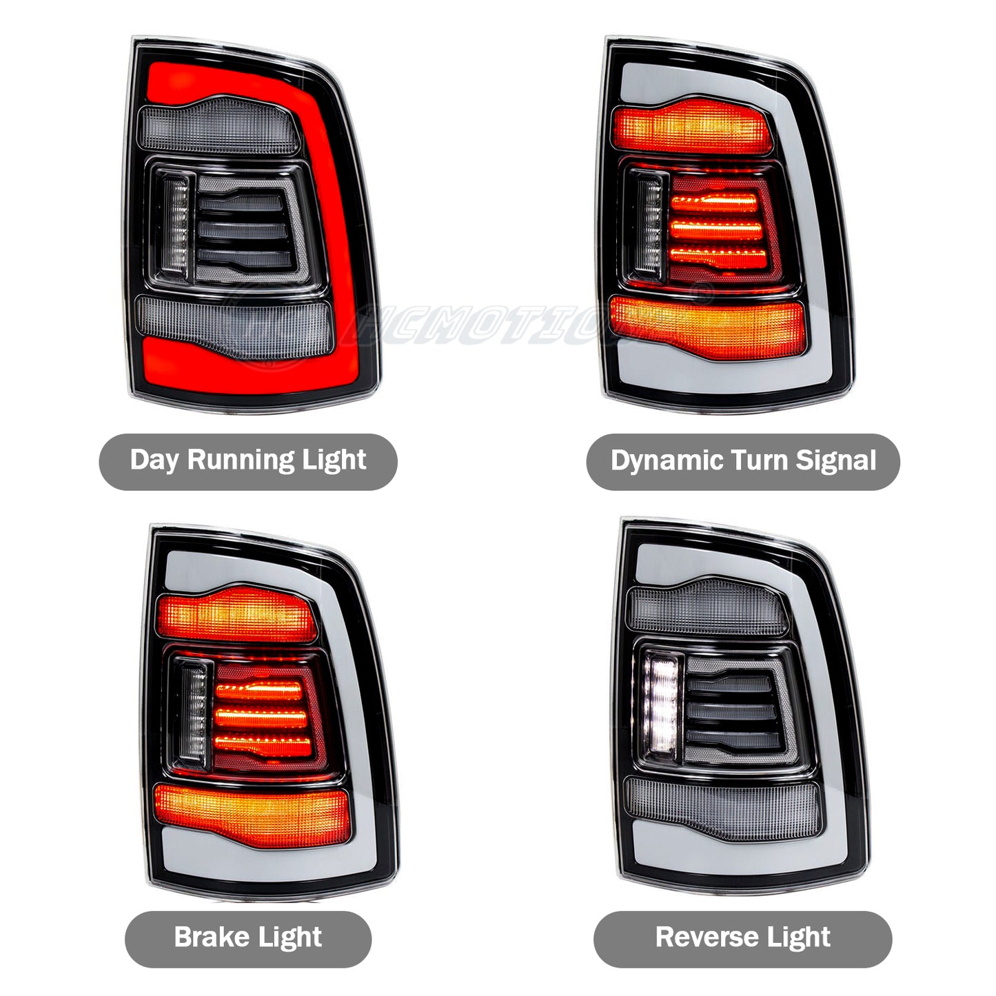 HCMOTION LED RGB Tail Lights for Dodge Ram 1500 2500 2009-2018