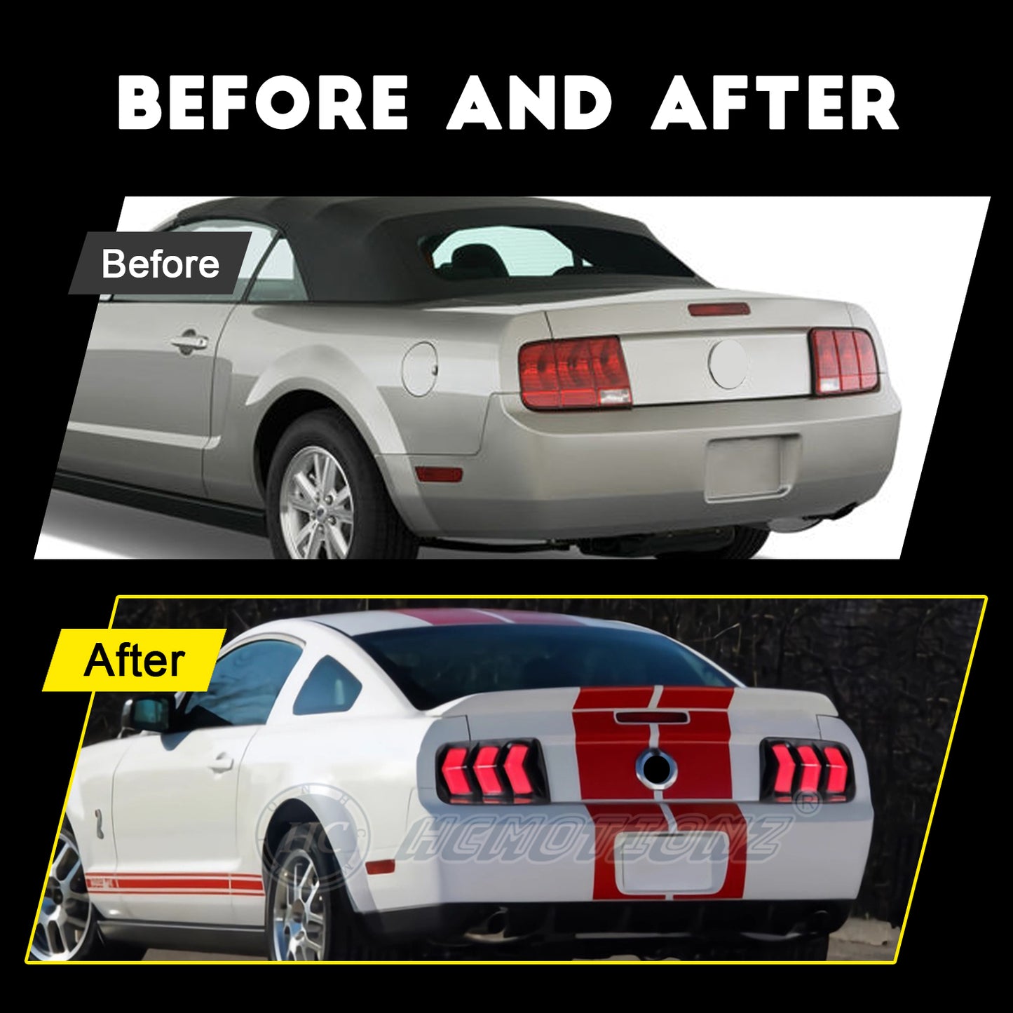 HCMOTIONZ FULL LED Tail lights For Ford Mustang 2005-2009 Start UP Animation