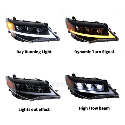 HCMOTION LED Headlights For Toyota Camry 2012-2014 DRL Start UP Animation