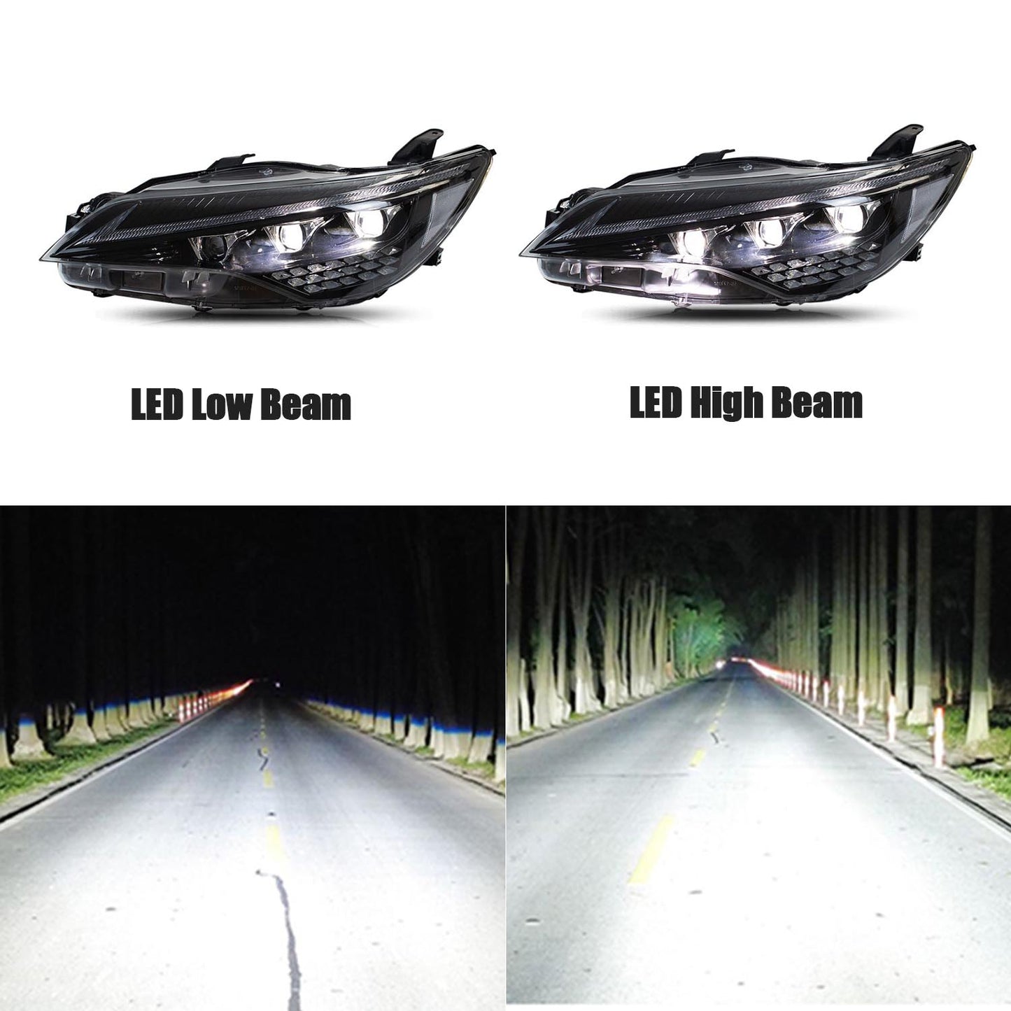 HCMOTION LED Headlights For Toyota Camry 2015-2017 DRL Start UP Animation