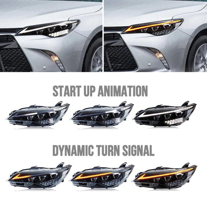 HCMOTION LED Headlights For Toyota Camry 2015-2017 DRL Start UP Animation