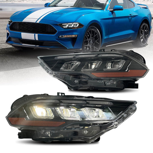 HCMOTIONZ LED Headights For Ford Mustang 2018-2022 DRL Start UP Animation Front Lamp