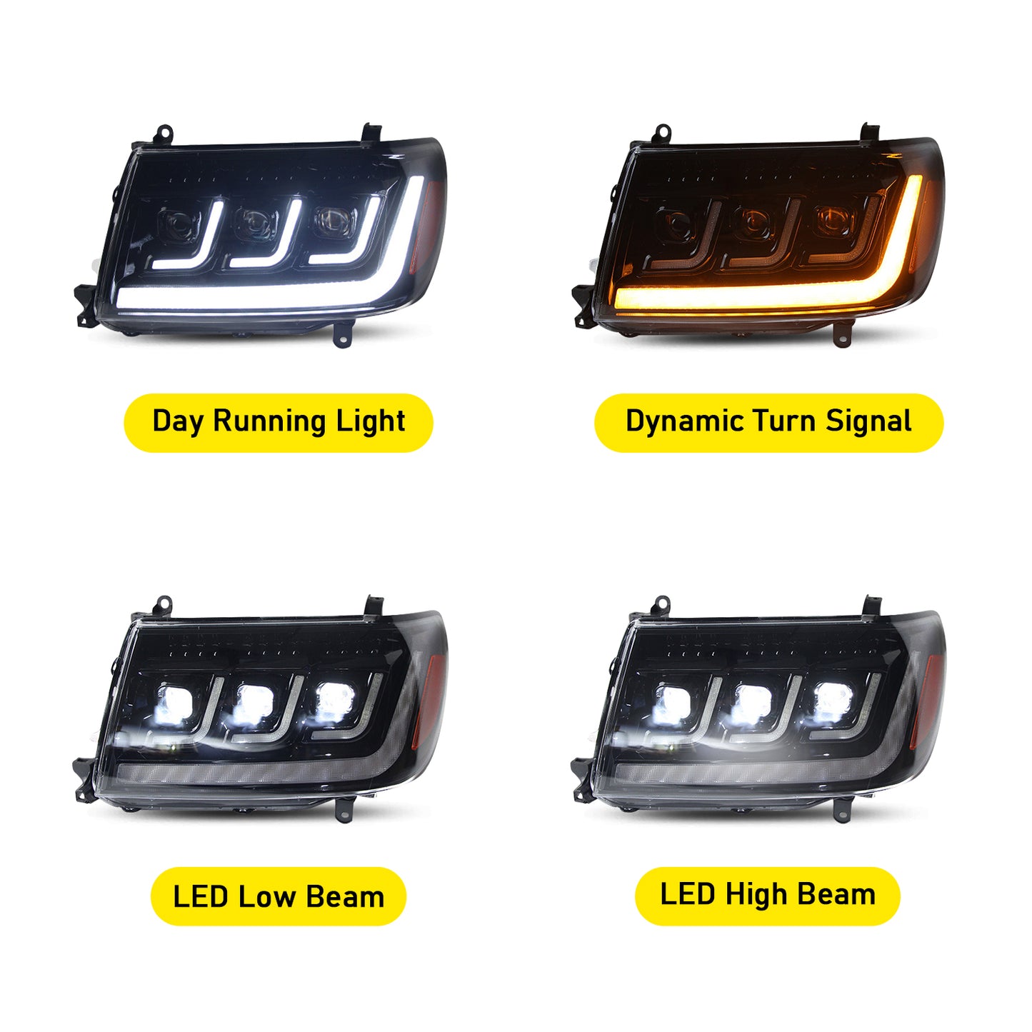 HCMOTION LED Headlights For Toyota Land Cruiser (J100) 1998-2007 Start UP Animation With Sequential Turn Signal