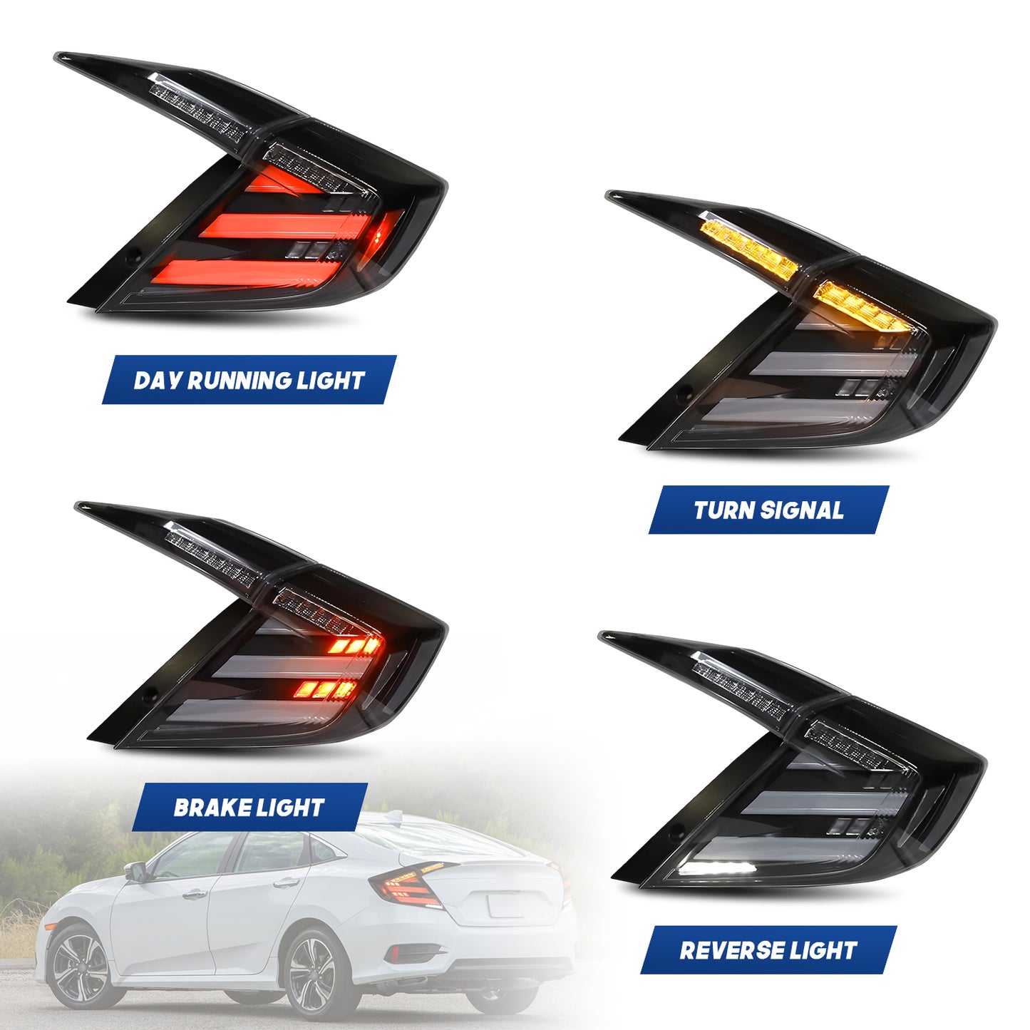 HCMOTIONZ LED Tail Lights for 10th Gen Honda Civic 2016-2021
