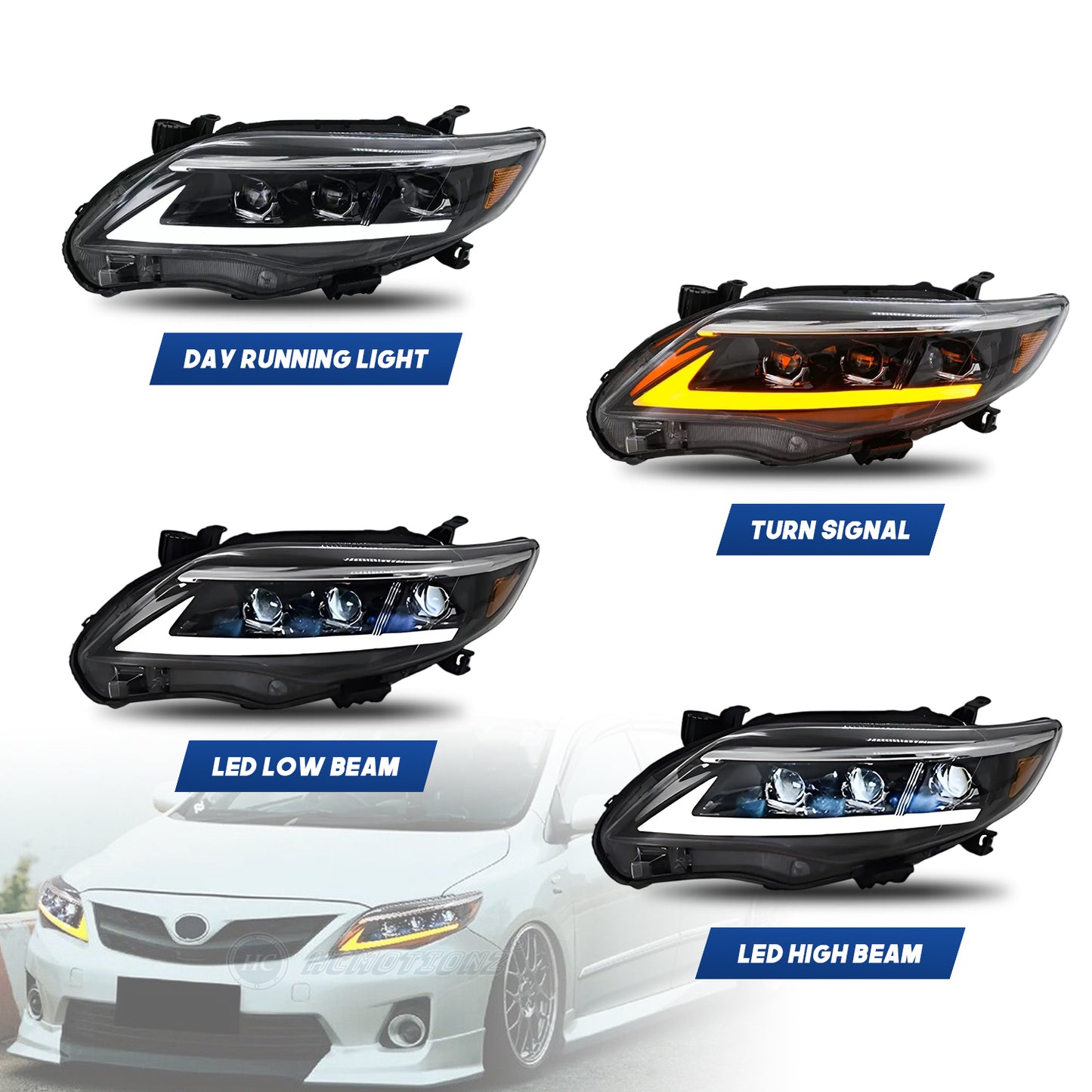 HCMOTIONZ LED Headlights for Toyota Corolla 2011-2013