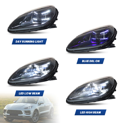 HCMOTIONZ LED Head Lights for Porsche Macan 2014-2021 SUV (95B) Blue Light DRL Projector Front Lamps Assembly