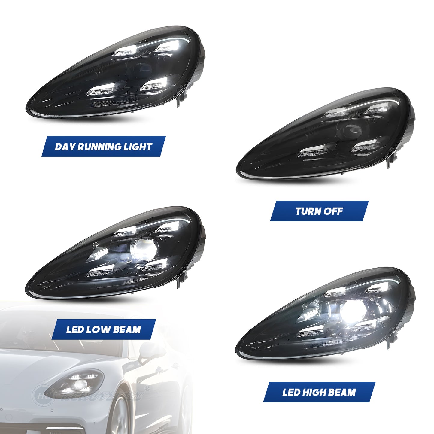 HCMOTIONZ Head Lamps for Porsche Cayenne 2011-2018 Hybrid Turbo Diesel Front Lights Assembly Upgraded 2023 Design