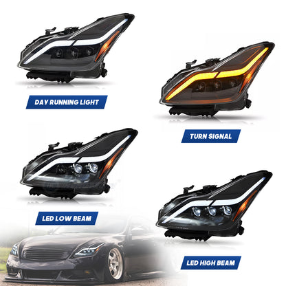 HCMOTION LED Headlights for Infiniti G37 2008-2013 DRL Star Up Animation Q60 Coupe Convertible 2014-2015 Front Lamps