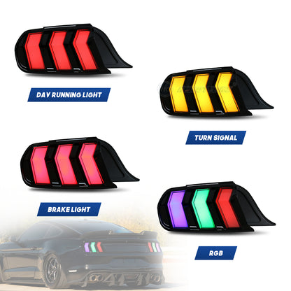 HCMOTION LED Tail Lights for Ford Mustang 2015-2023 DRL Animation 6 Kinds Mode Of Turn Signal Rear Lamp Plug And Play