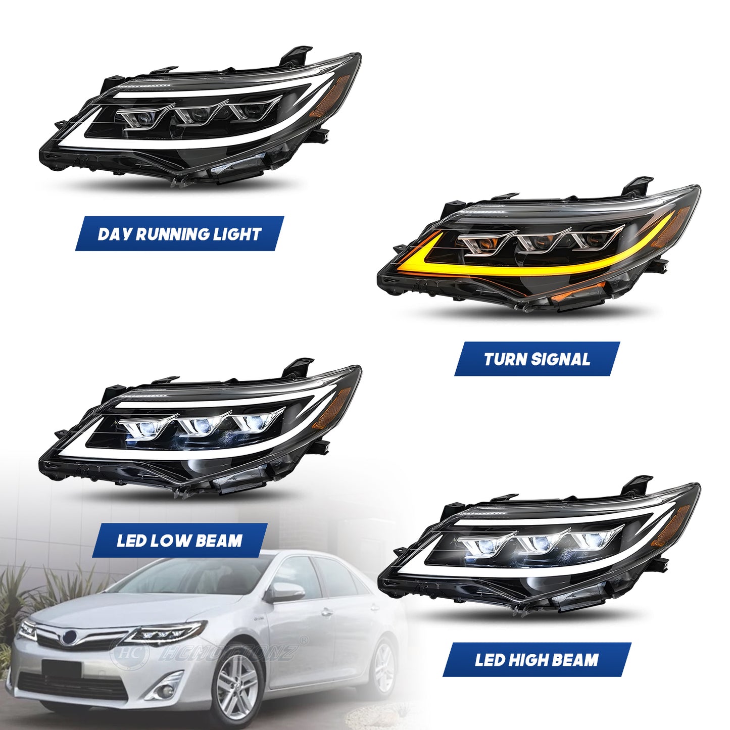 HCMOTION LED Head Lights for Toyota Camry 2012-2014