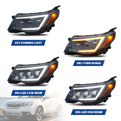 HCMOTION LED Head Lights for Subaru Forester 2008-2012 DRL Start up Animation Front Lamps Assembly