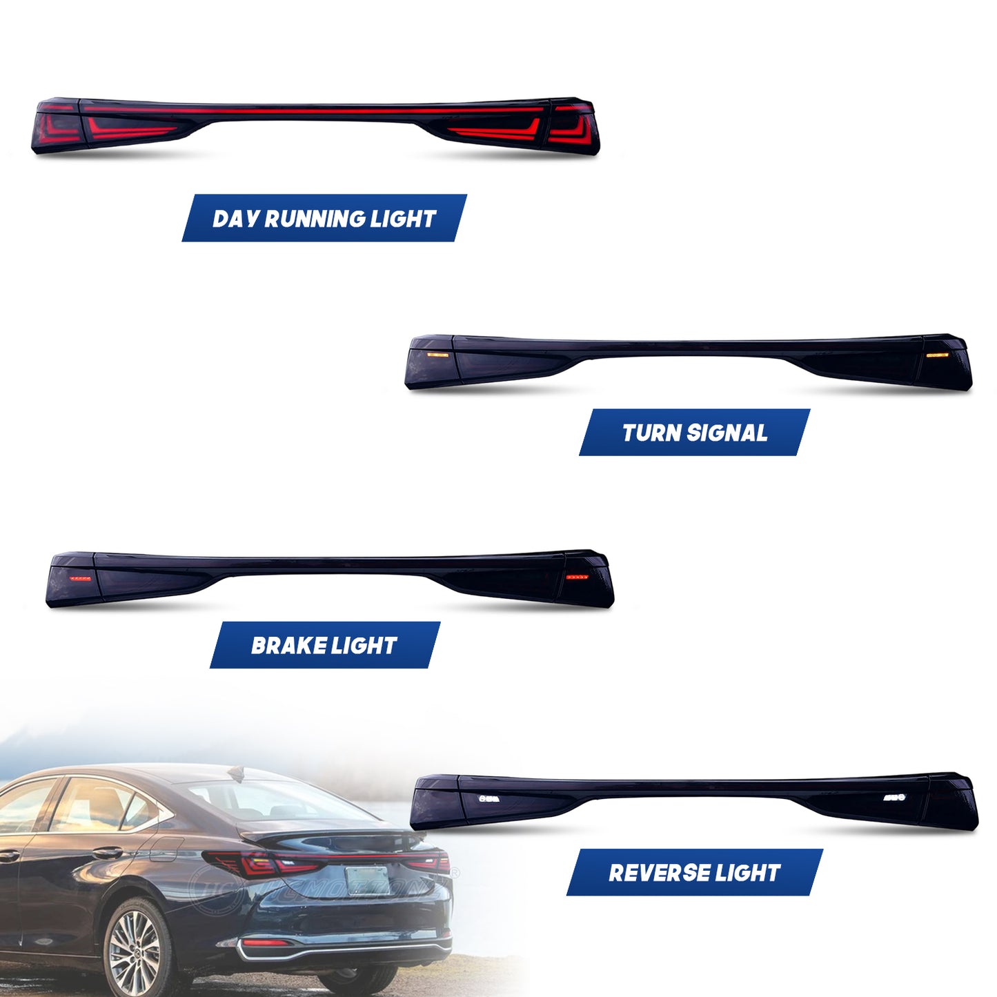 HCMOTIONZ Tail Lights for Lexus ES ES350/300h/200/260 2019-2023 Upgrade 2024 Design