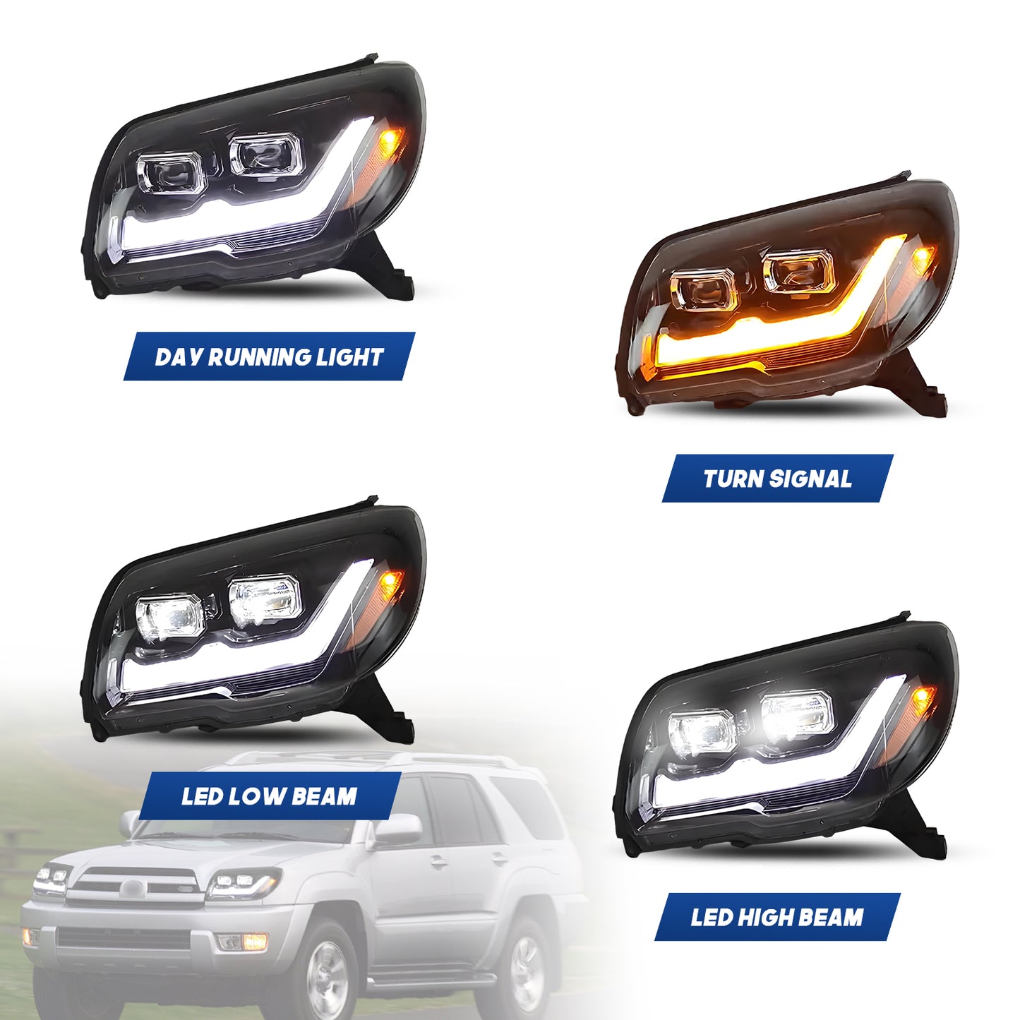 HCMOTIONZ LED Head Lights for Toyota 4Runner 2003-2009 4th Gen
