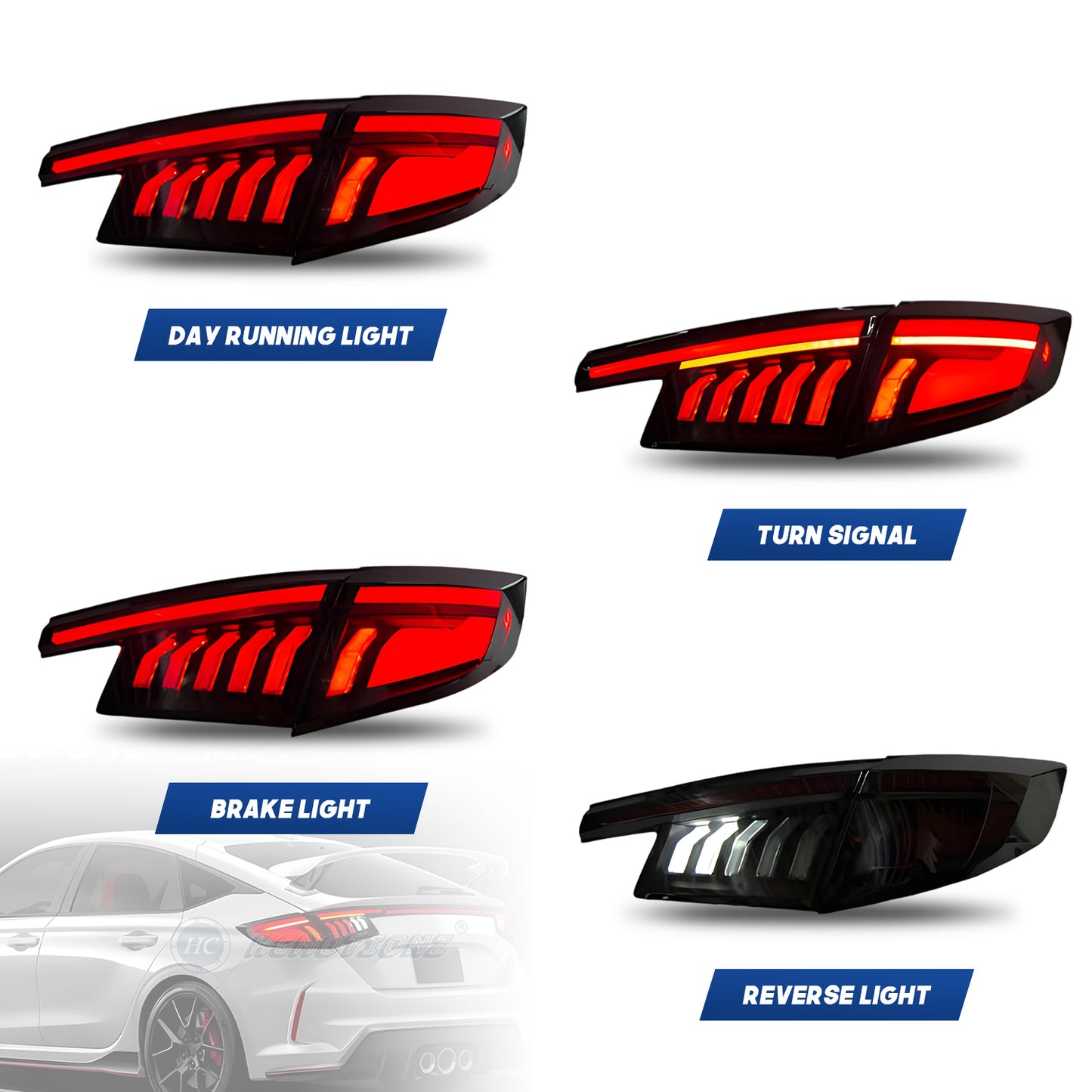 HCMOTION Honda Civic 2022-2025 Tail Lights Hatchback 11th Gen