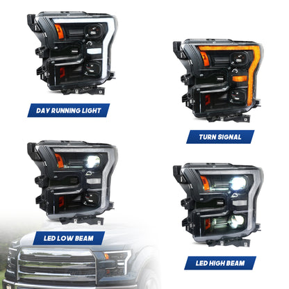 HCMOTIONZ Front Lamps for Ford F150 2017-2020 XL/XLT/LARIAT/KING RANCH/PLATINUM/LIMITED RAPTOR PICKUP LED Head Lights Assembly
