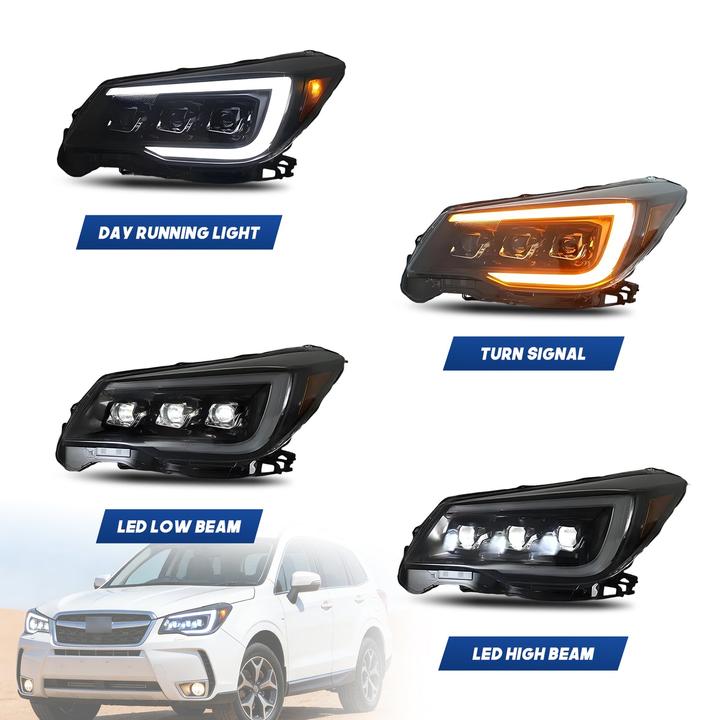 HCMOTION LED Headlights for Subaru Forester 2013-2018