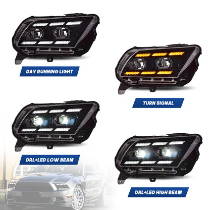 HCMOTION V2 S550 Style Dynamic LED Headlights for Ford Mustang 2010-2014 Upgrade Projector Lamp