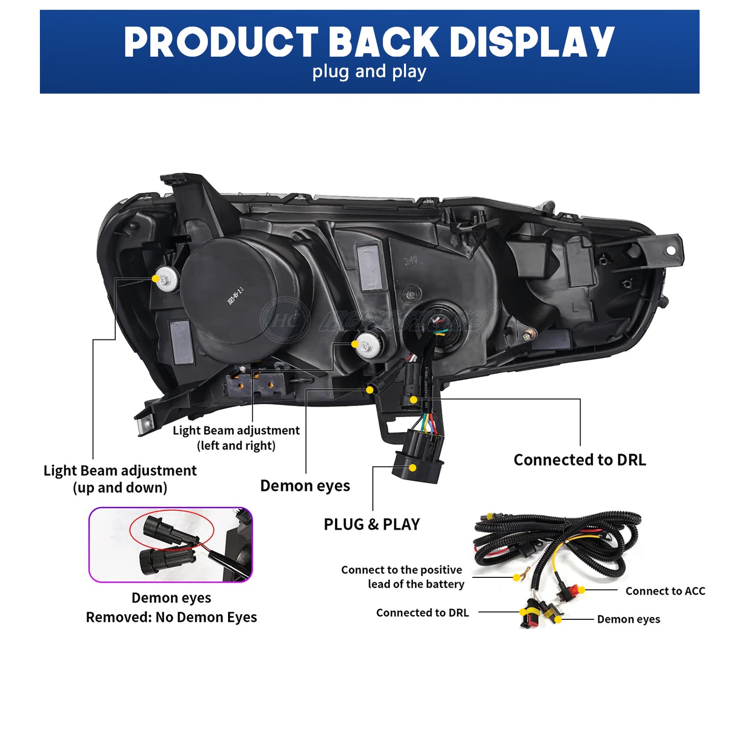 HCMOTION RGB LED Headlights and Taillights For Mitsubishi Lancer 2008-2017