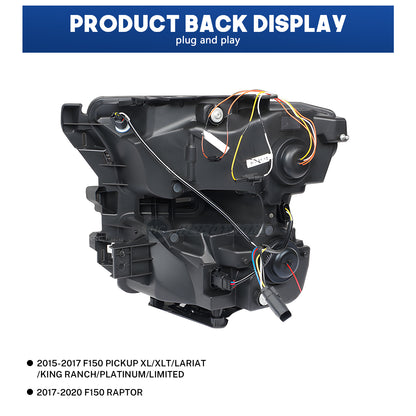 HCMOTIONZ Front Lamps for Ford F150 2017-2020 XL/XLT/LARIAT/KING RANCH/PLATINUM/LIMITED RAPTOR PICKUP LED Head Lights Assembly