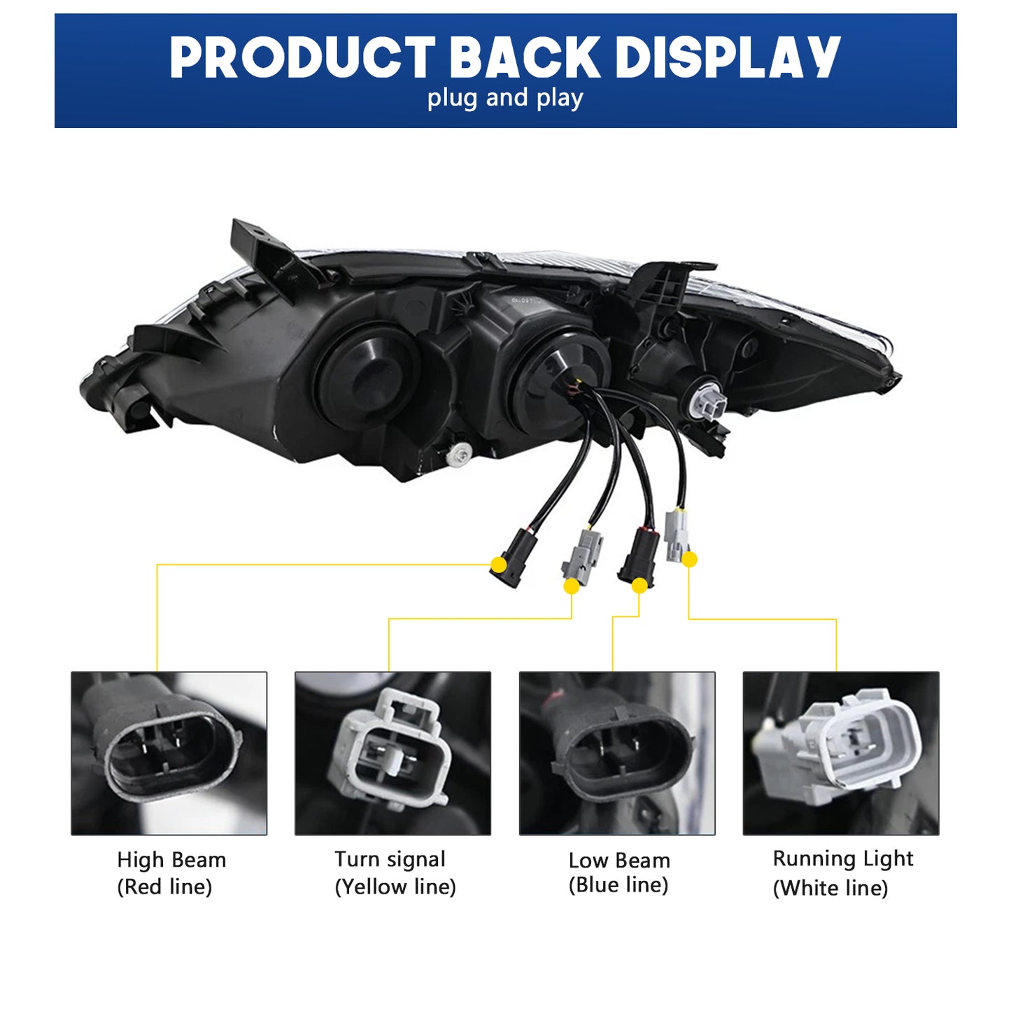 HC Motion LED Headlights Assembly for 2010 2011 Toyota Camry XV40 (US Version)  Plug & Play DOT Approved