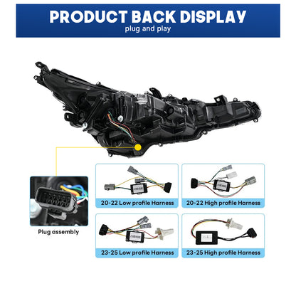 HCMOTION LED Headlights Assembly for Toyota Corolla US 2020-2025 Levin LE/SE/XLE/XSE Front Lamps