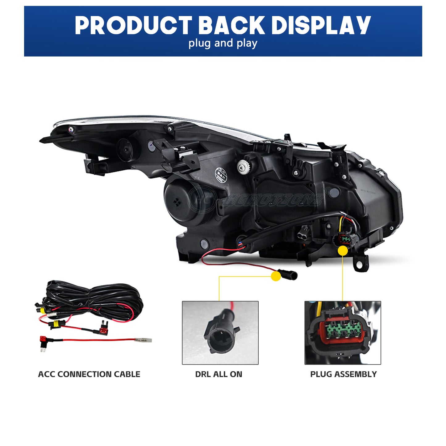 HCMOTION LED Headlights for Infiniti G37 2008-2013 DRL Star Up Animation Q60 Coupe Convertible 2014-2015 Front Lamps