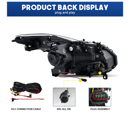 HCMOTION LED Headlights for Infiniti G37 2008-2013 DRL Star Up Animation Q60 Coupe Convertible 2014-2015 Front Lamps