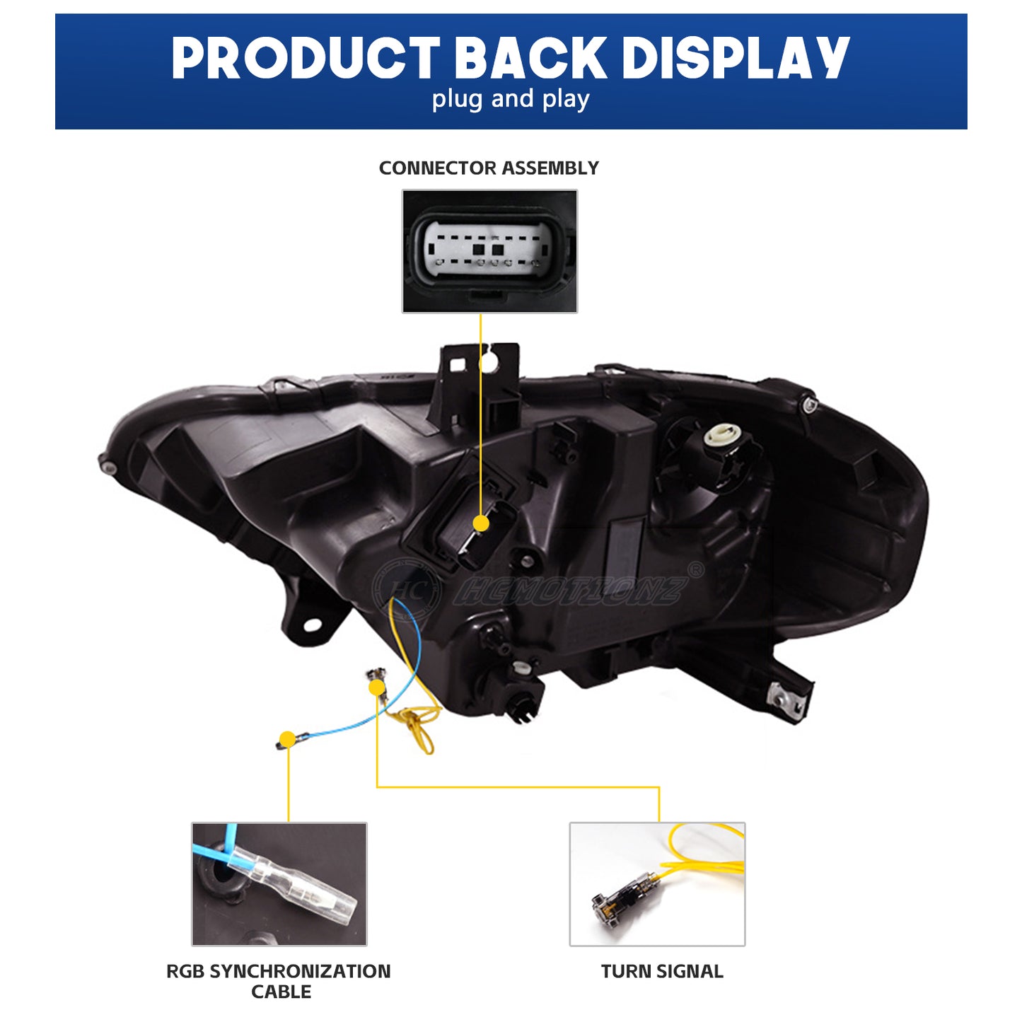 HCMOTIONZ LED RGB Headlights for Ford Mustang 2018-2023