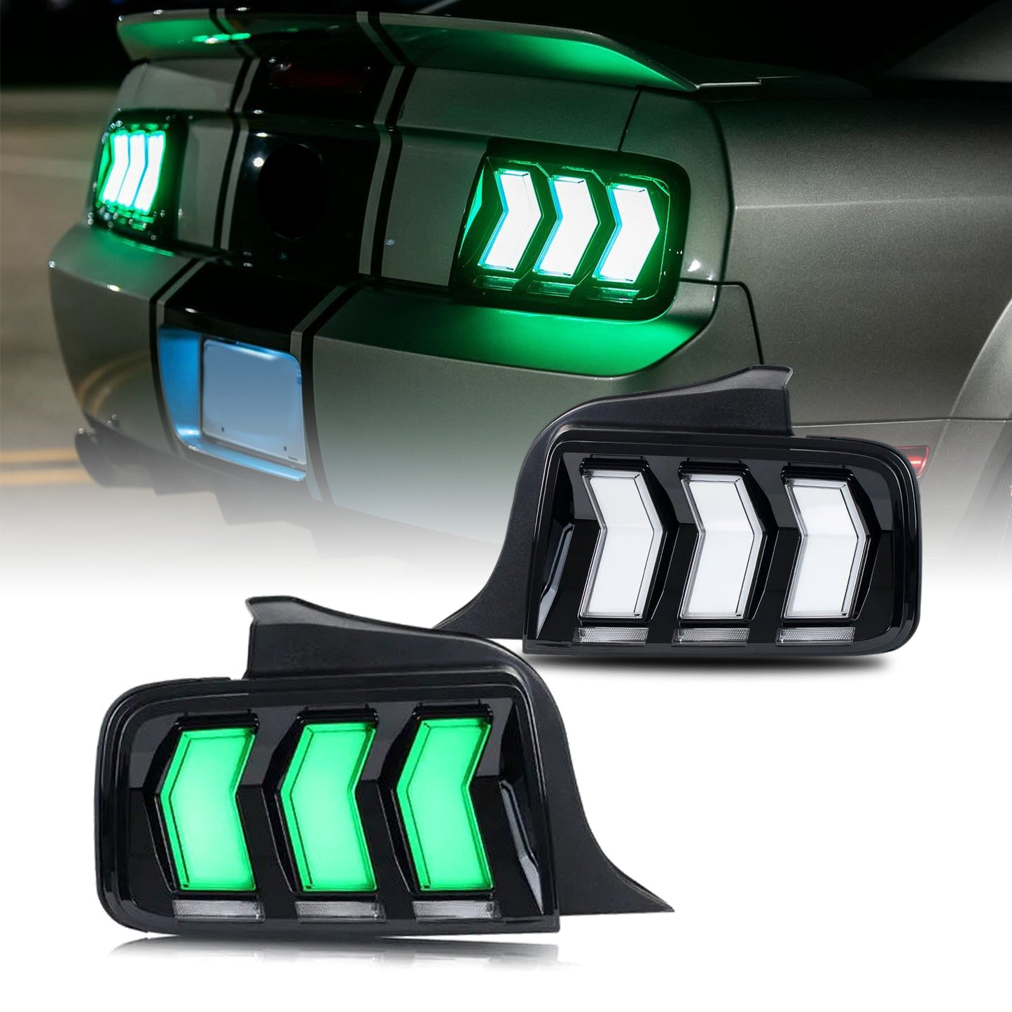 HCMOTION LED RGB Tail lights For Ford Mustang 2005-2009 Rear Lamp