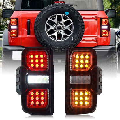 HCMOTION LED Tail Lights For Ford Bronco 6th Gen 2021-2024 Sequential Rear Lamps