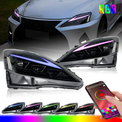 HCMOTION RGB LED Head Light For Lexus IS250 IS350 ISF 2006-2013 Intelligent Control Colorful Headlights