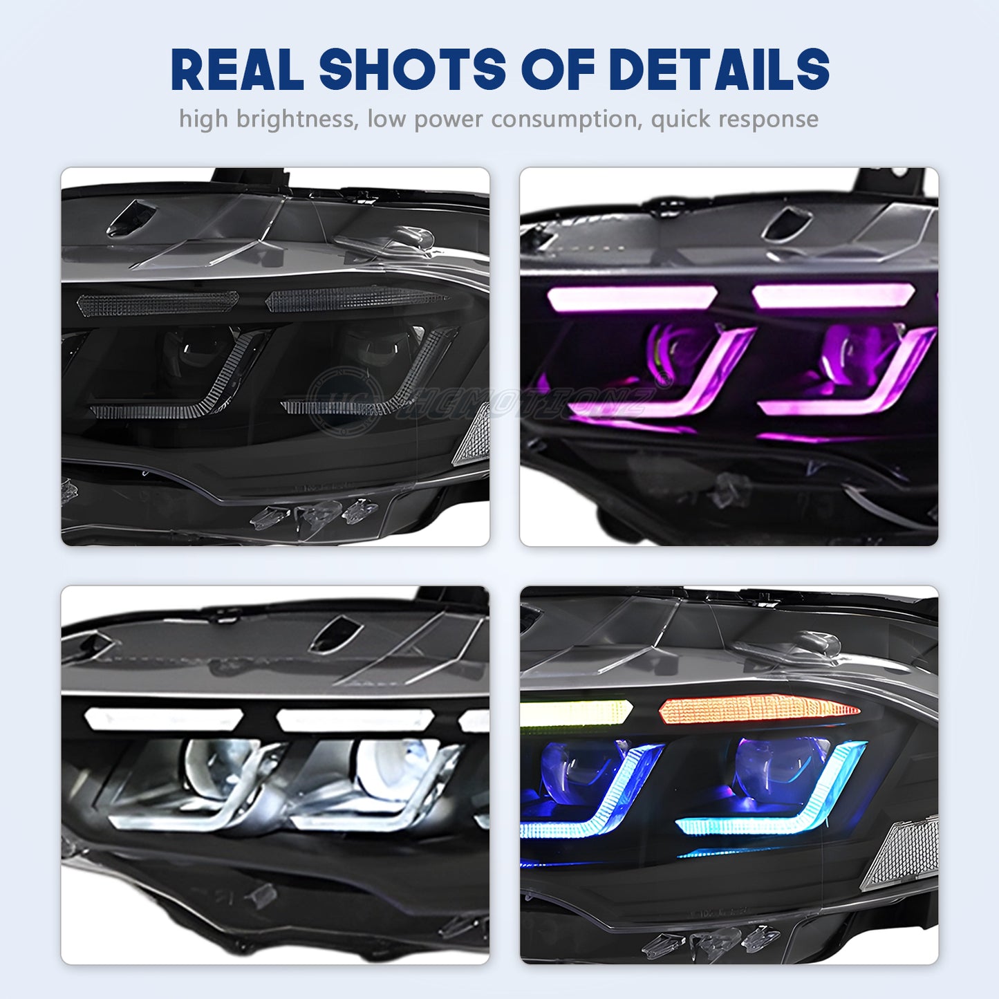 HCMOTIONZ LED RGB Headlights for Ford Mustang 2018-2023