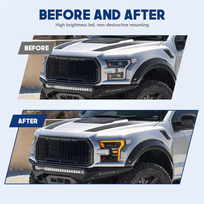 HCMOTIONZ Front Lamps for Ford F150 2017-2020 XL/XLT/LARIAT/KING RANCH/PLATINUM/LIMITED RAPTOR PICKUP LED Head Lights Assembly