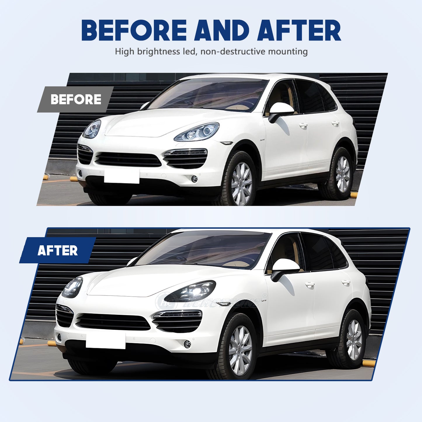 HCMOTIONZ Head Lamps for Porsche Cayenne 2011-2018 Hybrid Turbo Diesel Front Lights Assembly Upgraded 2023 Design