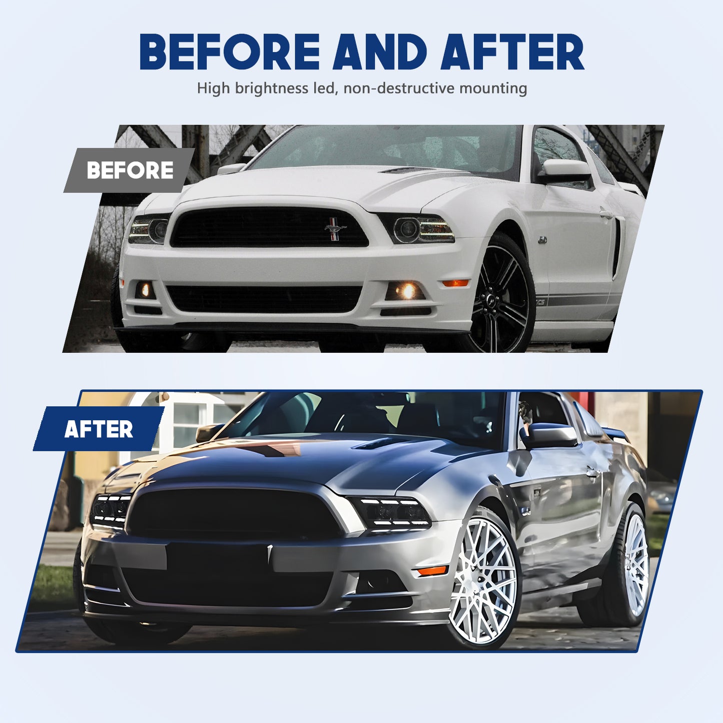 HCMOTION V2 S550 Style Dynamic LED Headlights for Ford Mustang 2010-2014 Upgrade Projector Lamp