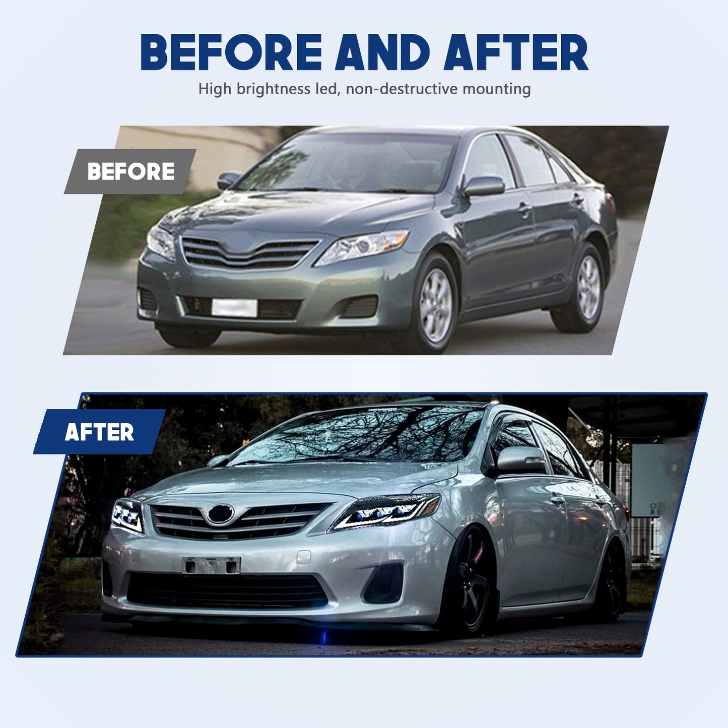 HC Motion LED Headlights Assembly for 2010 2011 Toyota Camry XV40 (US Version)  Plug & Play DOT Approved