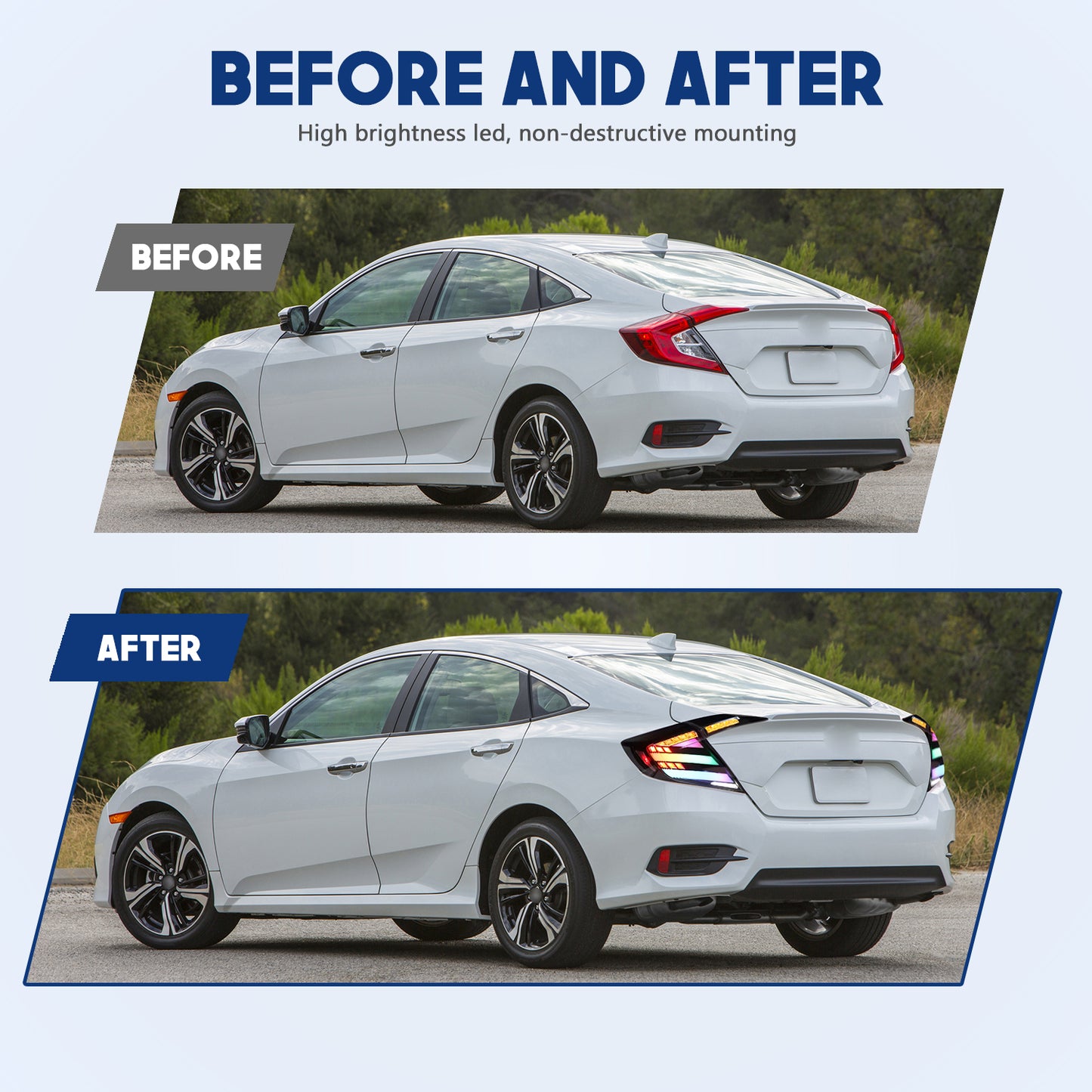 HCMOTIONZ RGB LED Tail Lights for Honda Civic 10th Gen 2016-2021